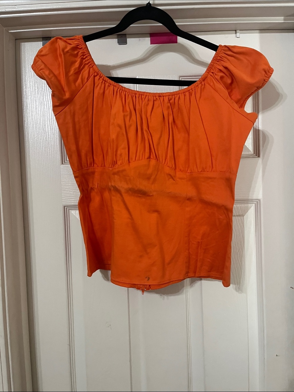 Pinup Couture Orange Gathered Scoop-Neck Top